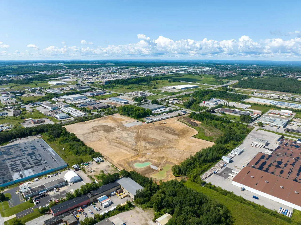 Aerial view of development land in Barrie